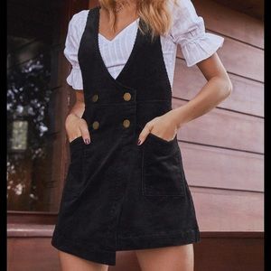 Free People Canyonland Black Pinafore Dress Sz 0